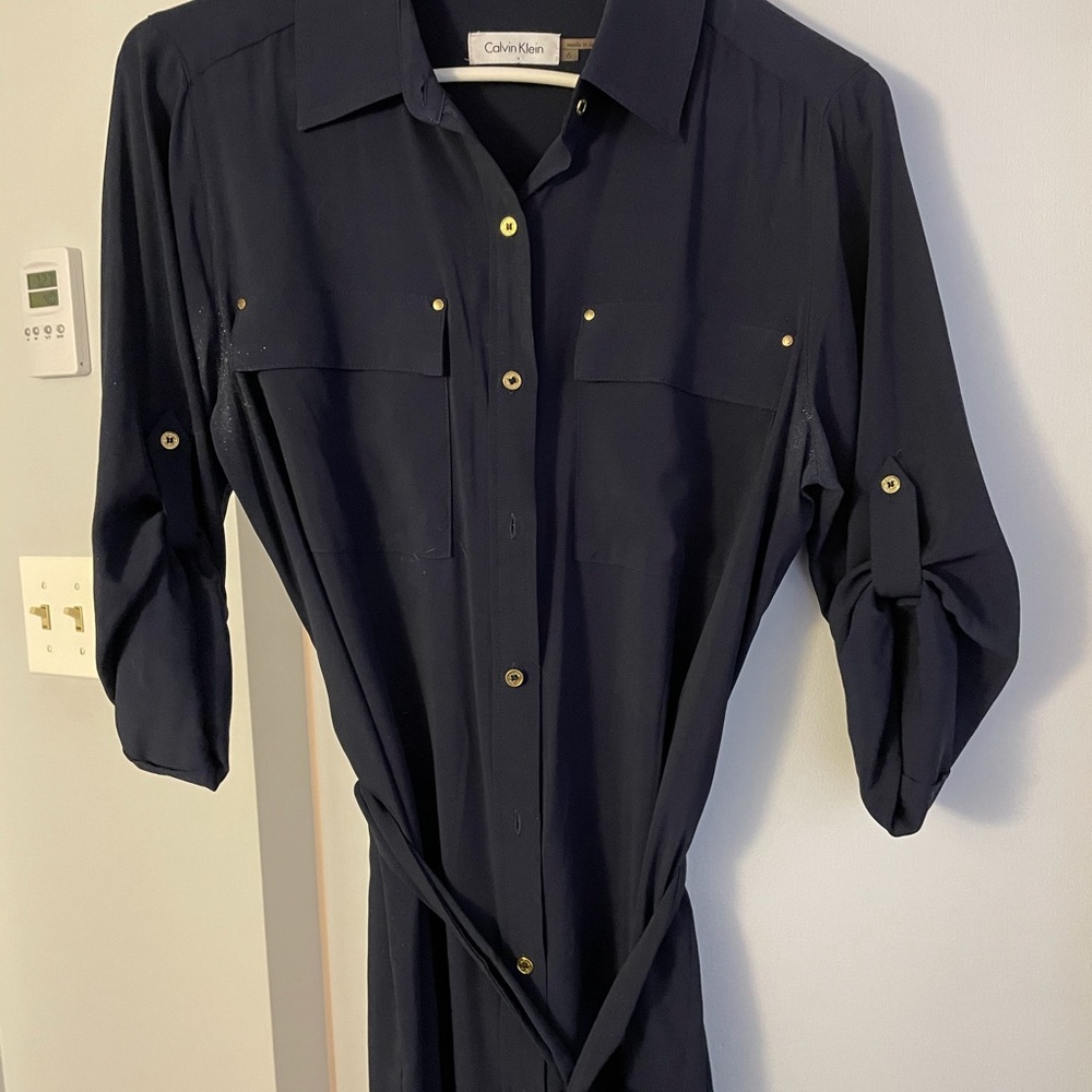 Navy Button-down Shirtdress